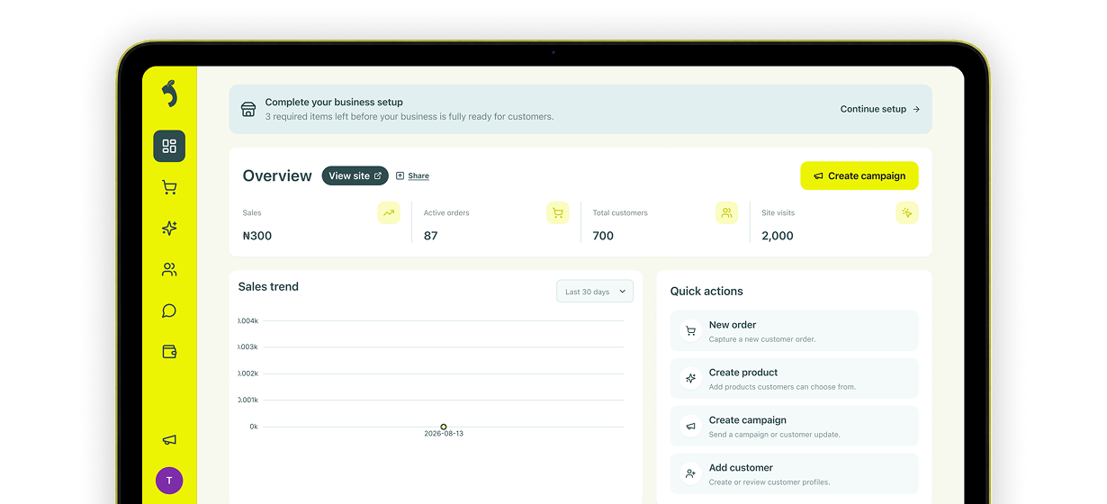 Piya business workspace overview